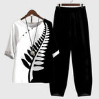 Women's Casual Loose Two-Piece Set Printed Short Sleeve Top Wide-Leg Pants Comfortable Everyday – Alessia - Lolly 