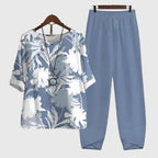Women's Casual Loose Two-Piece Set Printed Short Sleeve Top Wide-Leg Pants Comfortable Everyday – Alessia - Lolly 