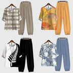 Women's Casual Loose Two-Piece Set Printed Short Sleeve Top Wide-Leg Pants Comfortable Everyday – Alessia - Lolly 