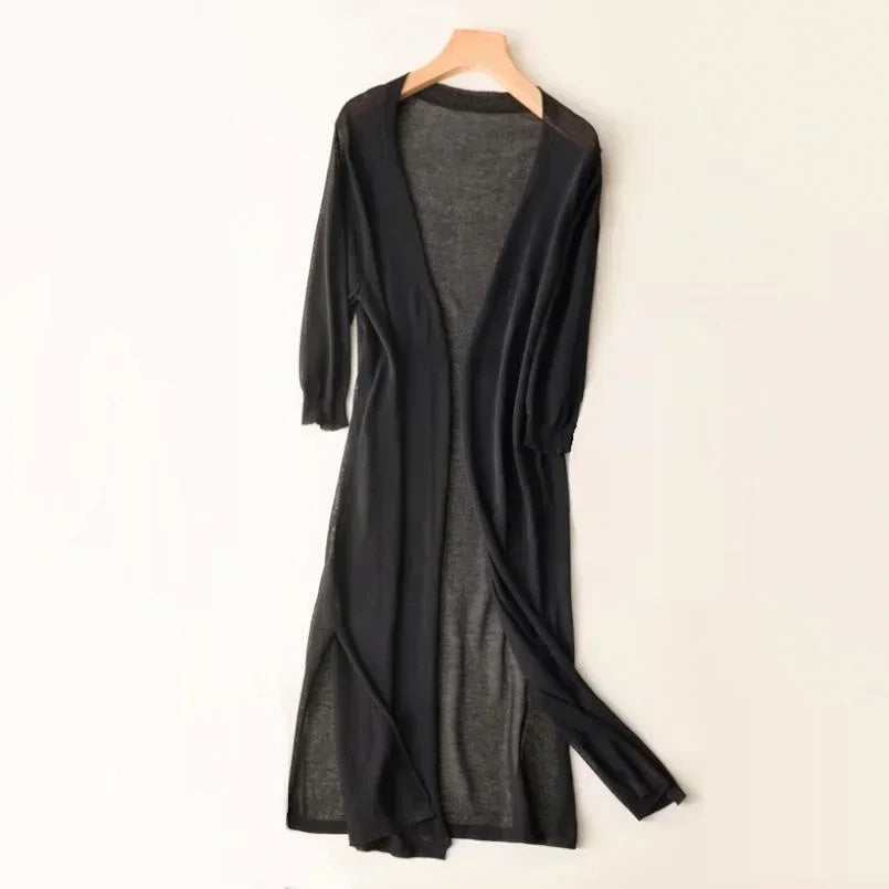 Women's Casual Relaxed Fit Long Cardigan Open Front Longline Lightweight Layering Elegant – Danielle - Lolly 