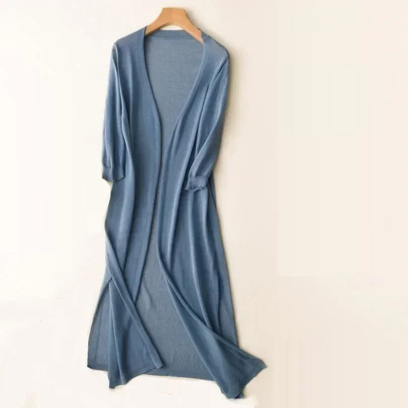 Women's Casual Relaxed Fit Long Cardigan Open Front Longline Lightweight Layering Elegant – Danielle - Lolly 