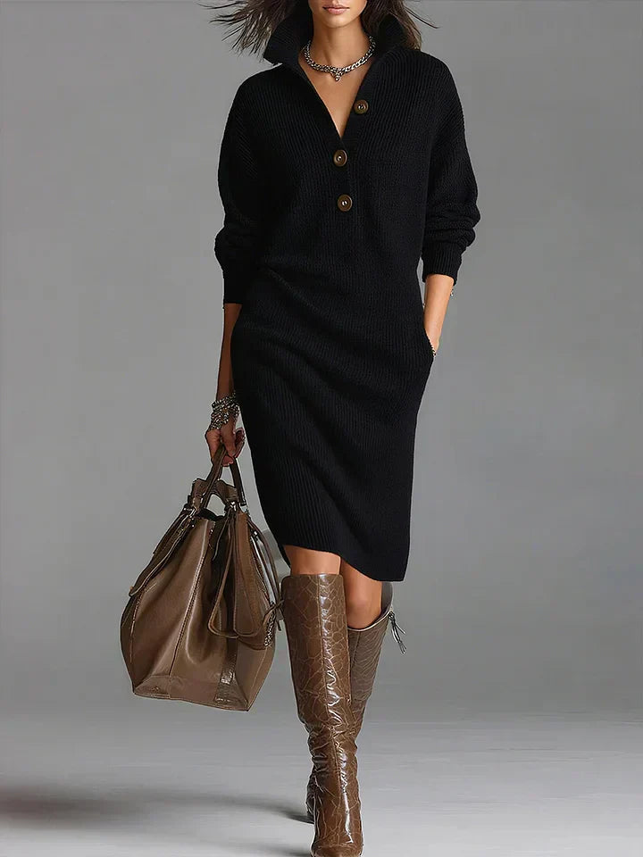Women's Chic Knit Short Dress Soft Breathable Flattering Casual Workday Evening Elegant – Fatima - Lolly 