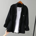 Women's Chic Utility Jacket Zipper Pockets Flattering Fit Minimalist Casual Everyday Elegant – Audrey - Lolly 