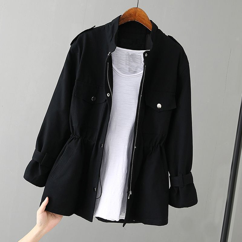 Women's Chic Utility Jacket Zipper Pockets Flattering Fit Minimalist Casual Everyday Elegant – Audrey - Lolly 