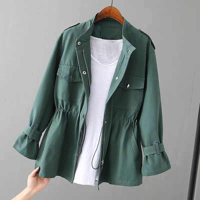 Women's Chic Utility Jacket Zipper Pockets Flattering Fit Minimalist Casual Everyday Elegant – Audrey - Lolly 