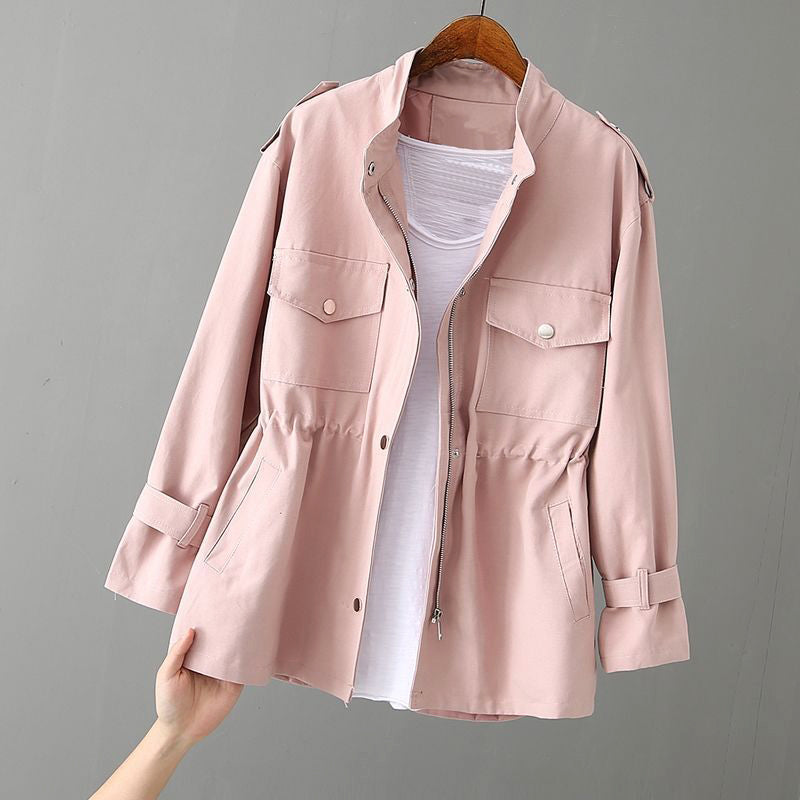 Women's Chic Utility Jacket Zipper Pockets Flattering Fit Minimalist Casual Everyday Elegant – Audrey - Lolly 