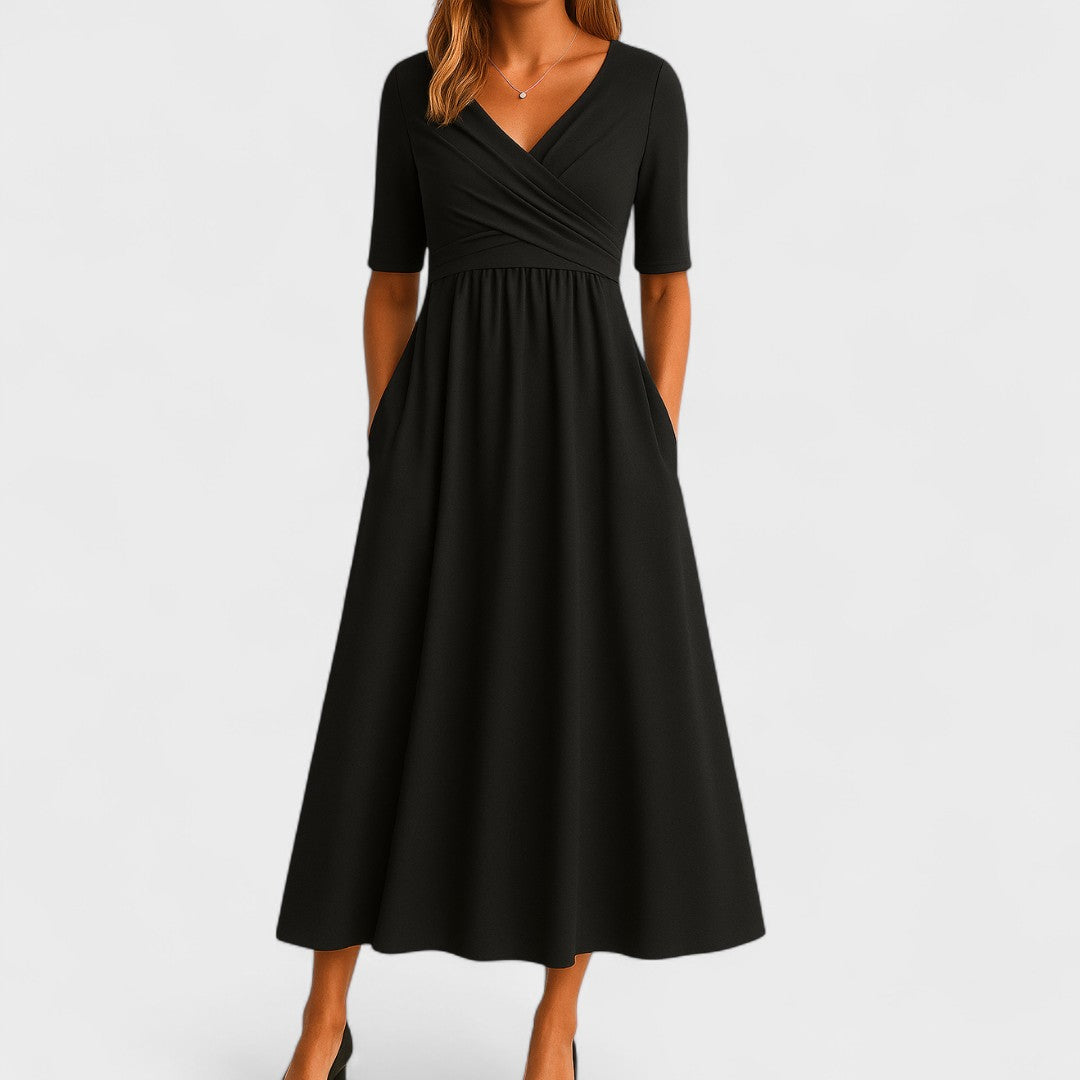 Women's Chic V-Neck Midi Dress Wrap Style Elegant Wedding Cocktail Casual Dinner Formal – Jessica - Lolly 