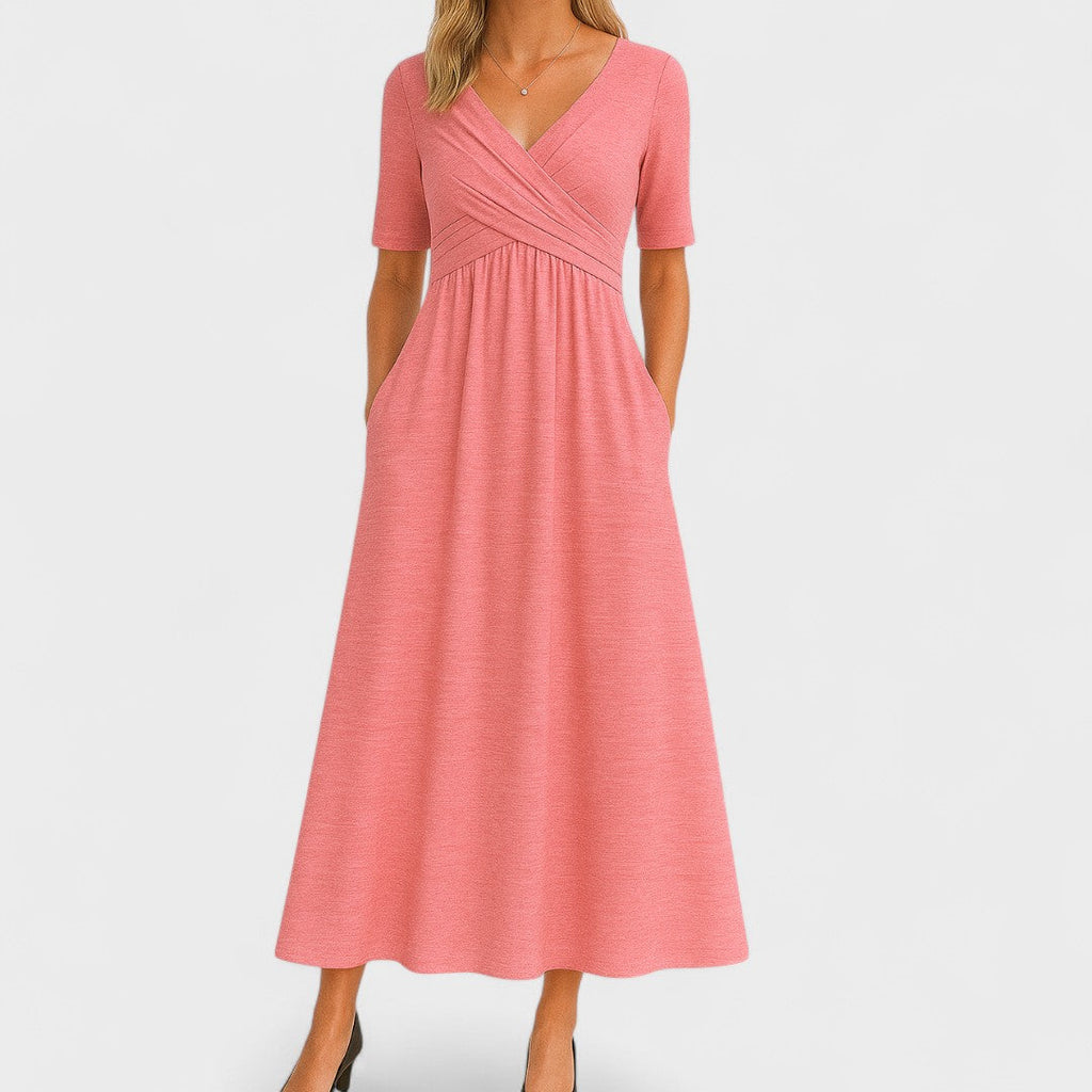 Women's Chic V-Neck Midi Dress Wrap Style Elegant Wedding Cocktail Casual Dinner Formal – Jessica - Lolly 