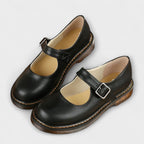 Women's Classic Mary Jane Buckle Strap Low Heel Flat Shoes Round Toe Casual Work Office Everyday Comfort Walking – Margot - Lolly 