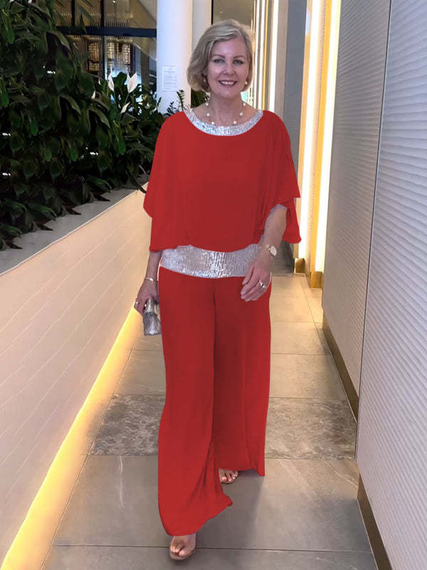 Women's Classy Elegant Two-Piece Set Embellished Top & Wide Leg Maxi Skirt Formal Evening Gala Wedding Guest Mother of the Bride Cocktail Party – Nyla - Lolly 