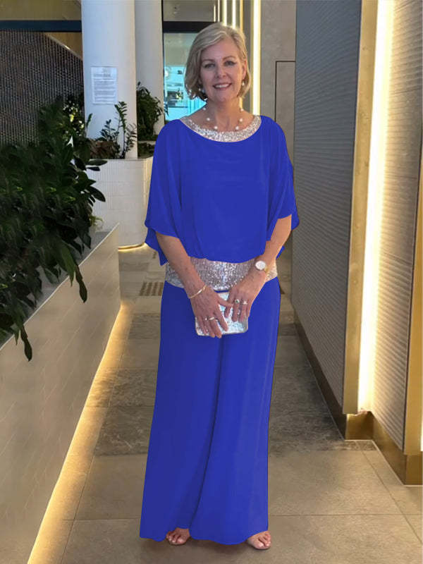 Women's Classy Elegant Two-Piece Set Embellished Top & Wide Leg Maxi Skirt Formal Evening Gala Wedding Guest Mother of the Bride Cocktail Party – Nyla - Lolly 