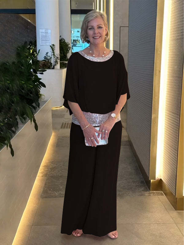 Women's Classy Elegant Two-Piece Set Embellished Top & Wide Leg Maxi Skirt Formal Evening Gala Wedding Guest Mother of the Bride Cocktail Party – Nyla - Lolly 
