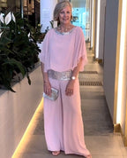 Women's Classy Elegant Two-Piece Set Embellished Top & Wide Leg Maxi Skirt Formal Evening Gala Wedding Guest Mother of the Bride Cocktail Party – Nyla - Lolly 