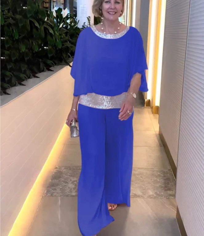 Women's Classy Elegant Two-Piece Set Embellished Top & Wide Leg Maxi Skirt Formal Evening Gala Wedding Guest Mother of the Bride Cocktail Party – Nyla - Lolly 