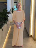 Women's Classy Elegant Two-Piece Set Embellished Top & Wide Leg Maxi Skirt Formal Evening Gala Wedding Guest Mother of the Bride Cocktail Party – Nyla - Lolly 