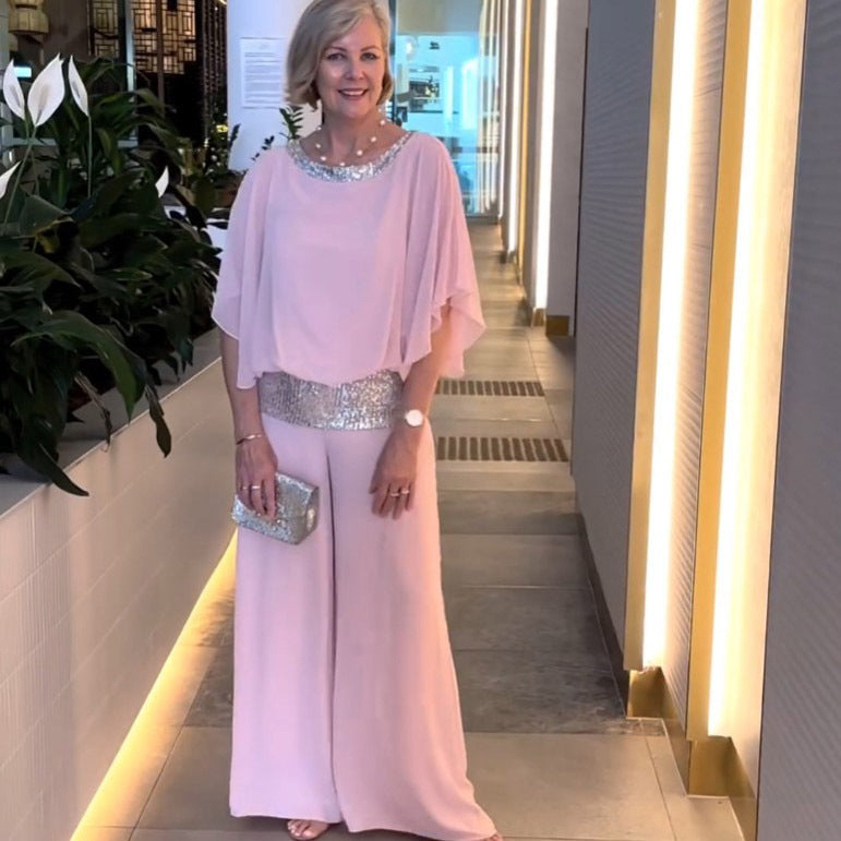 Women's Classy Elegant Two-Piece Set Embellished Top & Wide Leg Maxi Skirt Formal Evening Gala Wedding Guest Mother of the Bride Cocktail Party – Nyla - Lolly 