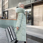 Women's Coat in Winter Maxi Length with Fur-Trimmed Hood - Lolly 