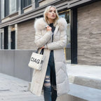 Women's Coat in Winter Maxi Length with Fur-Trimmed Hood - Lolly 