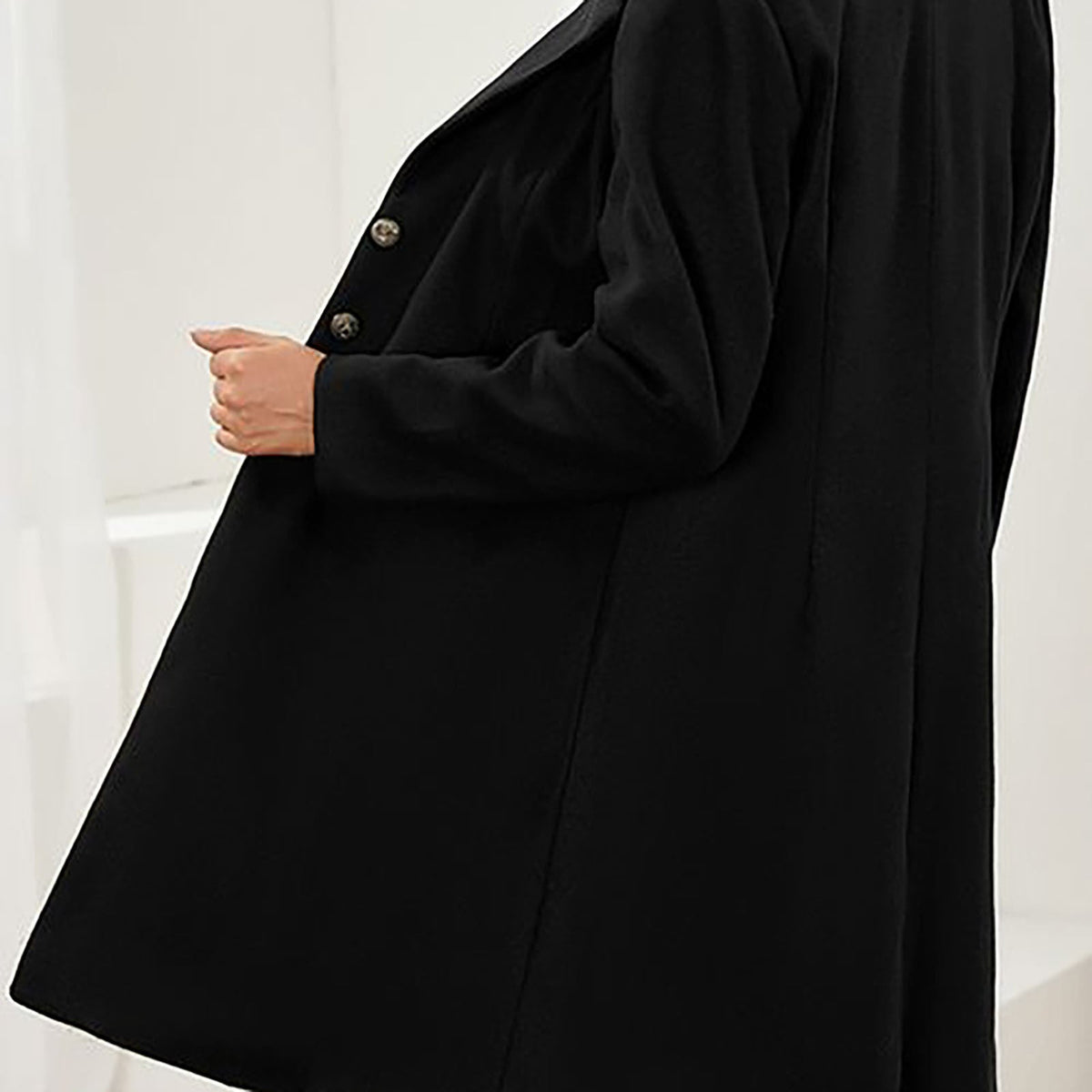 Women's Coat Notched Lapel Single-Breasted Mid-Thigh Length - Lolly 