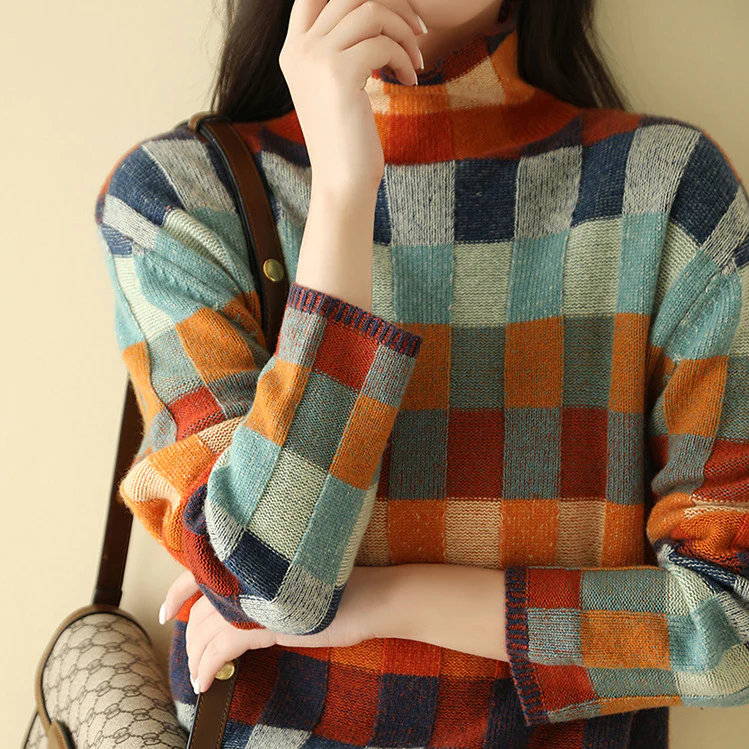 Women's Colorblock Knit Sweater Oversized Pullover Casual Winter - Lolly 
