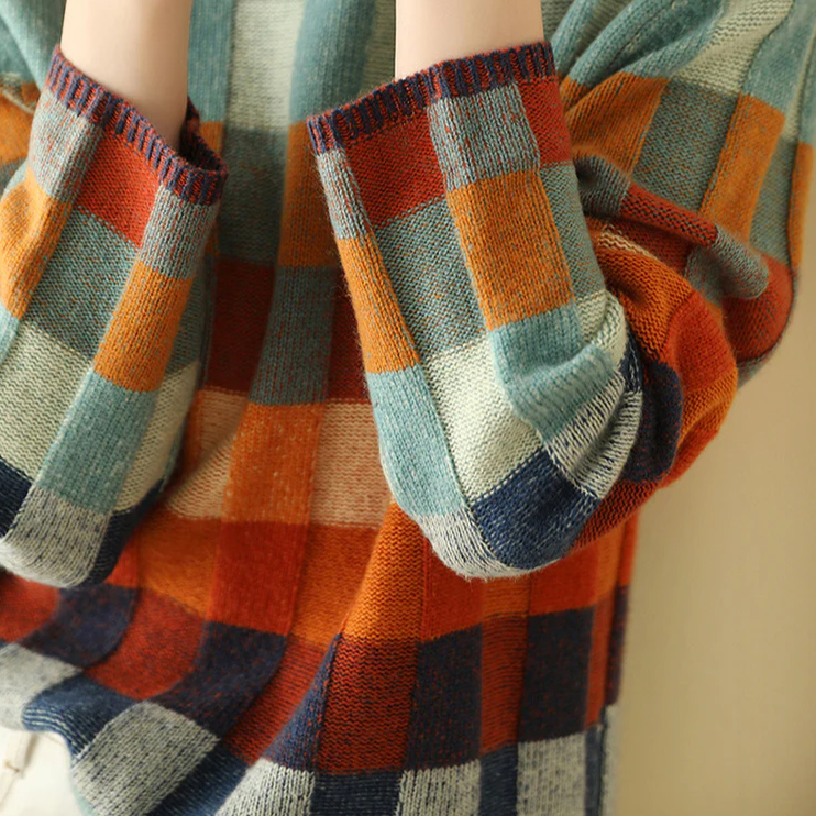 Women's Colorblock Knit Sweater Oversized Pullover Casual Winter - Lolly 