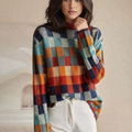Women's Colorblock Knit Sweater Oversized Pullover Casual Winter - Lolly 