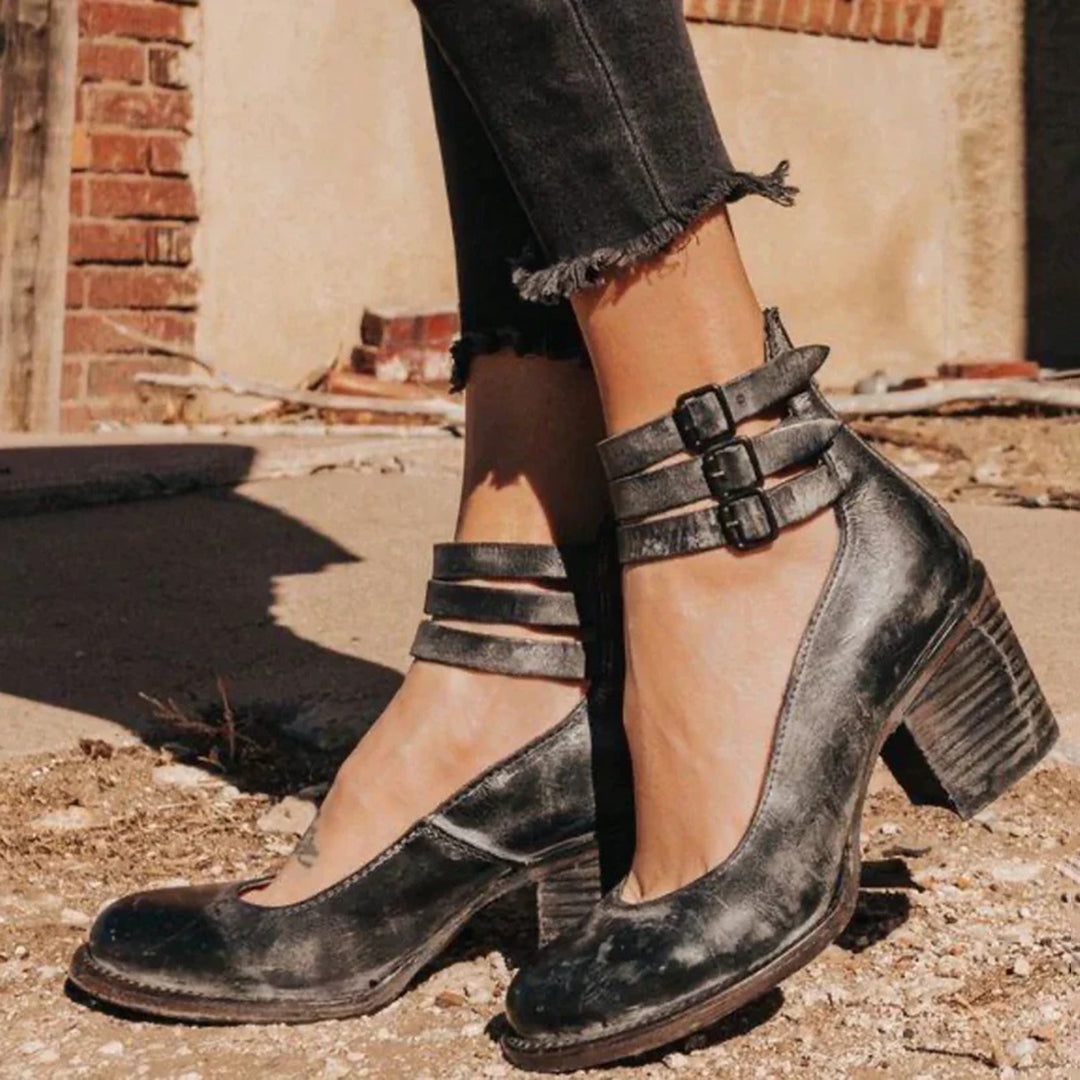 Women's Comfortable Stylish Block Heel Ankle Strap Shoes Chic Casual Spring Everyday Elegant – Zina - Lolly 