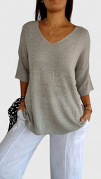 Women's Comfortable V-Neck Long Sleeve Top Flattering Wrinkle-Resistant Versatile – Sonylah - Lolly 