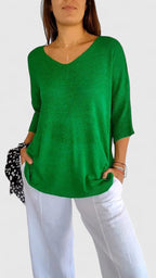 Women's Comfortable V-Neck Long Sleeve Top Flattering Wrinkle-Resistant Versatile – Sonylah - Lolly 
