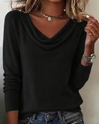 Women's Cowl Neck Long Sleeve Pullover Sweater Casual Everyday Work Smart Casual Cozy Soft Knit Top – Cassia - Lolly 