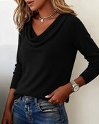Women's Cowl Neck Long Sleeve Pullover Sweater Casual Everyday Work Smart Casual Cozy Soft Knit Top – Cassia - Lolly 