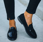 Women's Crocodile Texture Loafers Slip-On Embossed Cushioned Insole Casual Formal Elegant – Hannah - Lolly 
