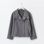 Women's Double-Breasted Short Wool Coat Stand Collar Winter Casual Outerwear - Lolly 