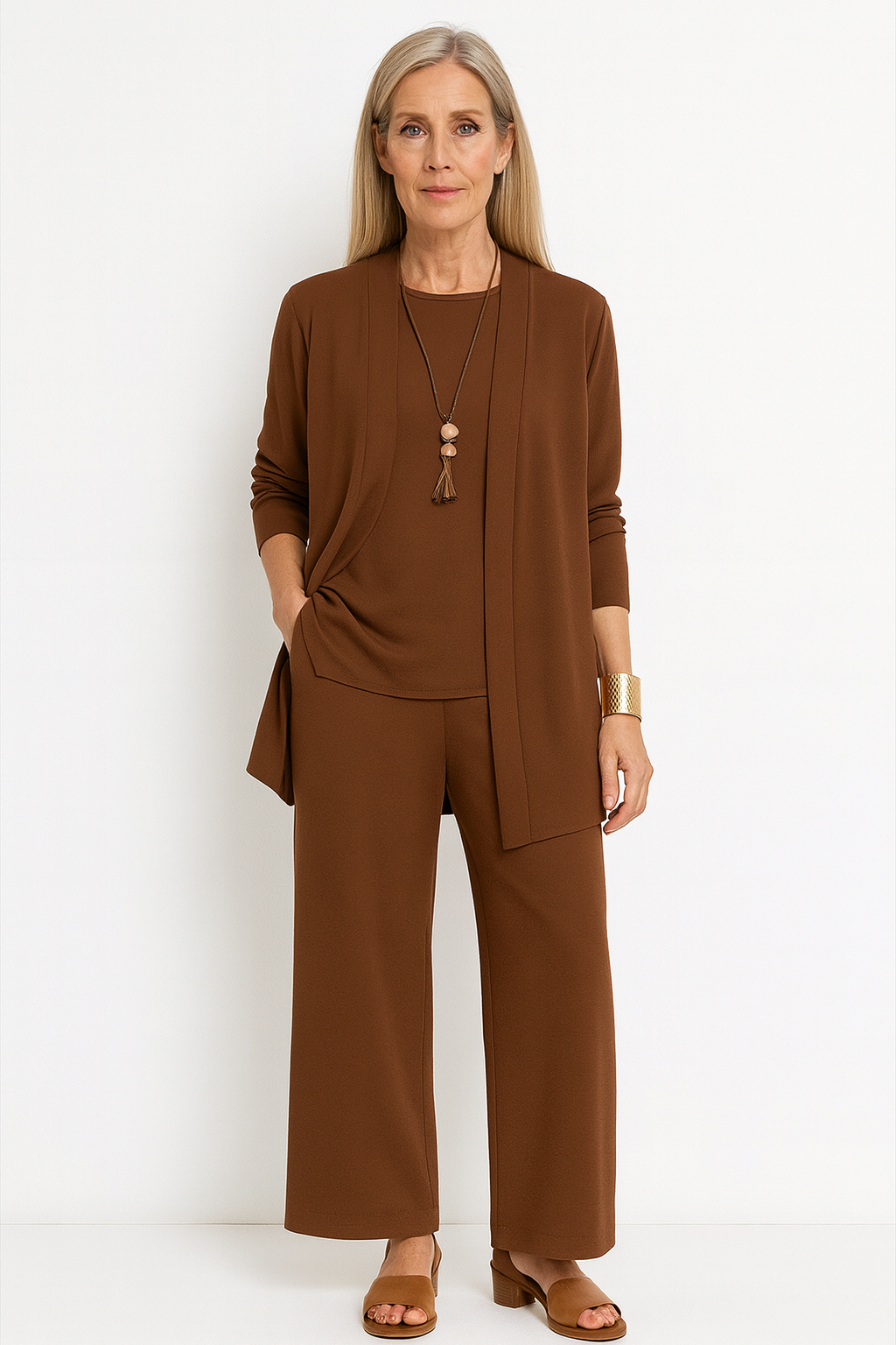 Women's Elegant 3-Piece Set Blazer Vest Wide-Leg Pants Lightweight Flattering Casual Chic – Pin - Lolly 