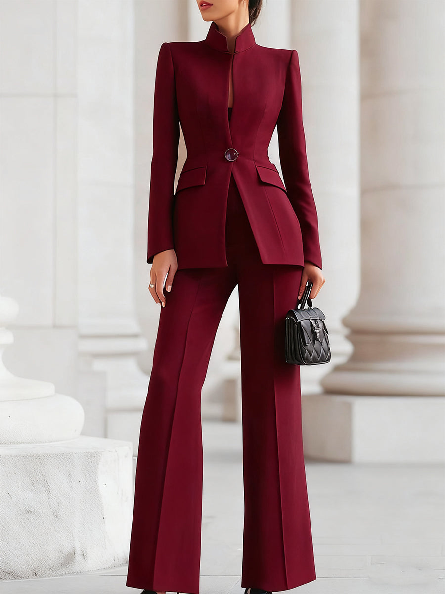 Women's Elegant Blazer & Trouser Suit Set Tailored Structured Slim-Fit Formal Elongating – Sharie - Lolly 