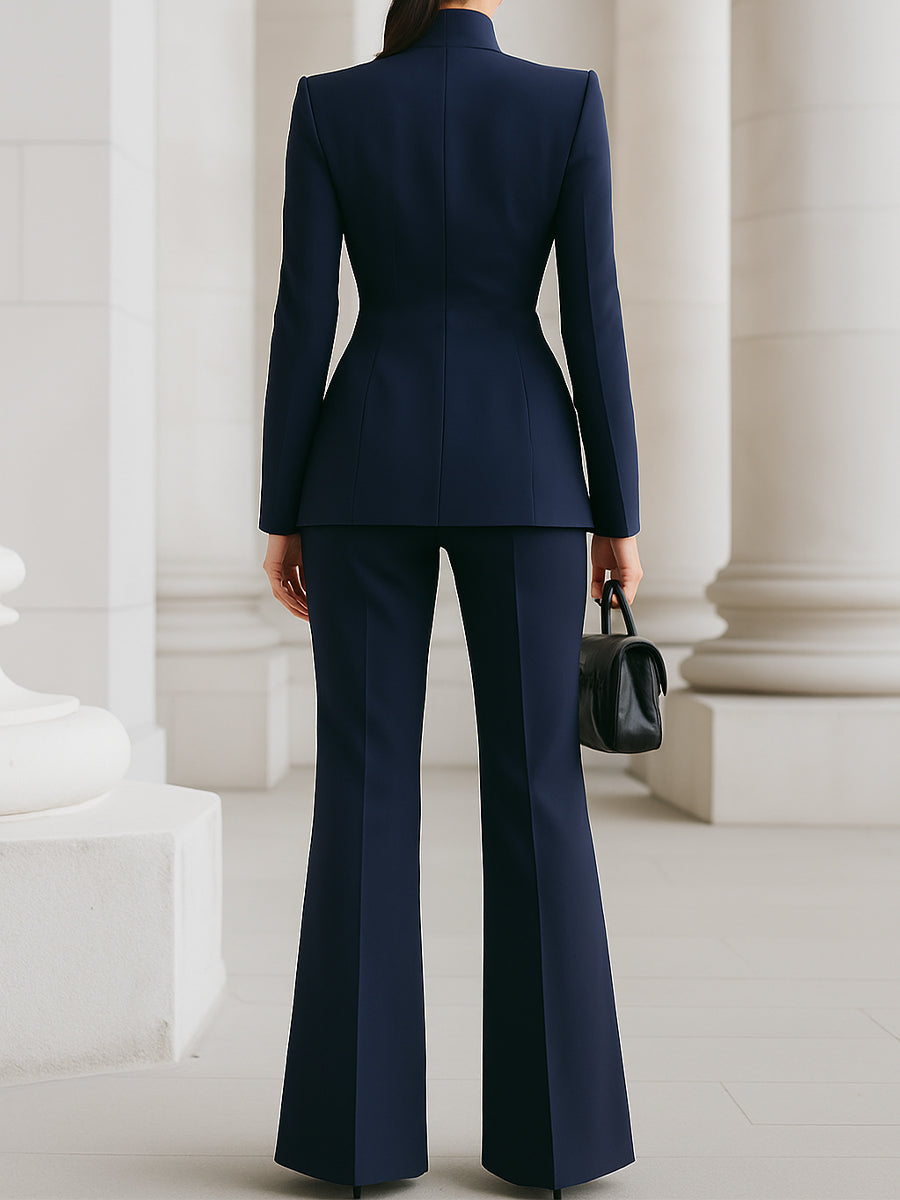 Women's Elegant Blazer & Trouser Suit Set Tailored Structured Slim-Fit Formal Elongating – Sharie - Lolly 