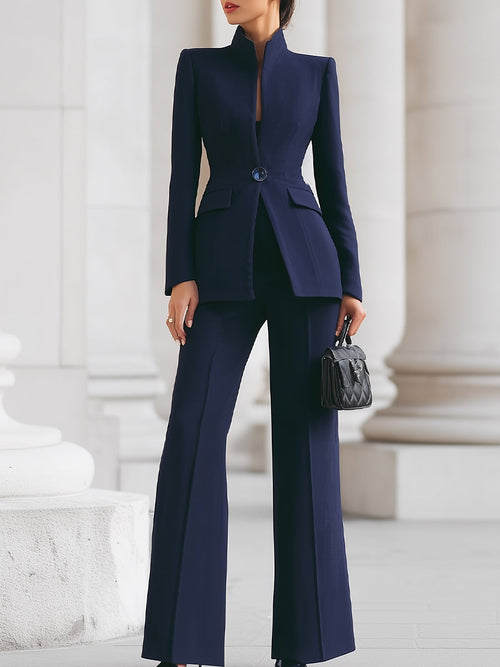 Women's Elegant Blazer & Trouser Suit Set Tailored Structured Slim-Fit Formal Elongating – Sharie - Lolly 