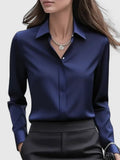 Women's Elegant Button-Down Collar Top Long Sleeve Relaxed Fit Versatile Casual Chic – Melvaya - Lolly 