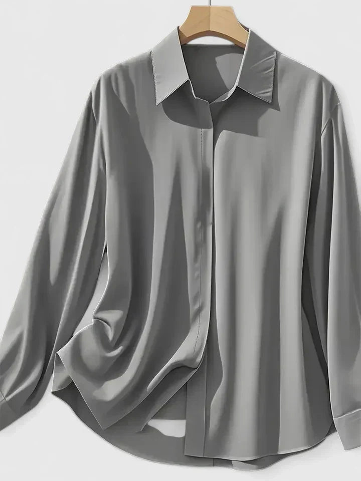 Women's Elegant Button-Down Collar Top Long Sleeve Relaxed Fit Versatile Casual Chic – Melvaya - Lolly 