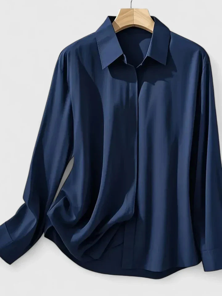 Women's Elegant Button-Down Collar Top Long Sleeve Relaxed Fit Versatile Casual Chic – Melvaya - Lolly 