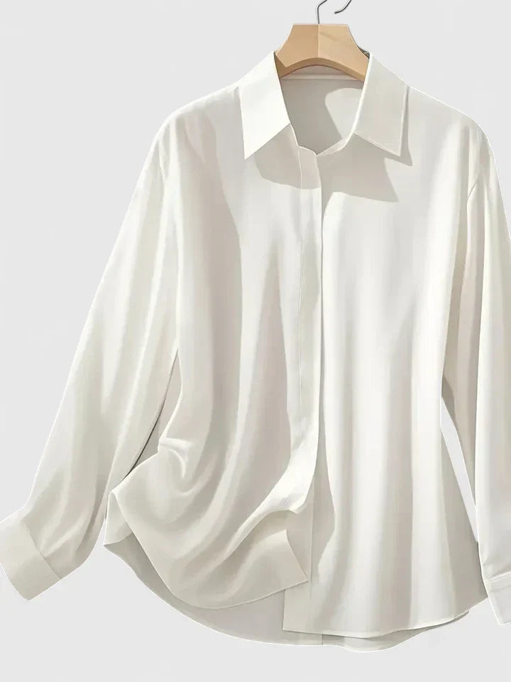 Women's Elegant Button-Down Collar Top Long Sleeve Relaxed Fit Versatile Casual Chic – Melvaya - Lolly 