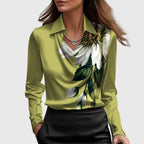 Women's Elegant Satin Blouse Cowl Neck Long Sleeve Luxe Shine Flowing Fit Casual Chic – Brooklyn - Lolly 