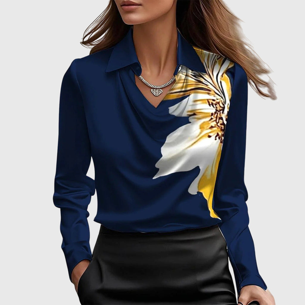 Women's Elegant Satin Blouse Cowl Neck Long Sleeve Luxe Shine Flowing Fit Casual Chic – Brooklyn - Lolly 