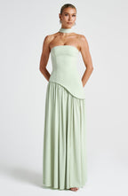 Women's Elegant Strapless Maxi Dress Fitted Slit Formal Party Wedding Guest Sophisticated – Mya - Lolly 