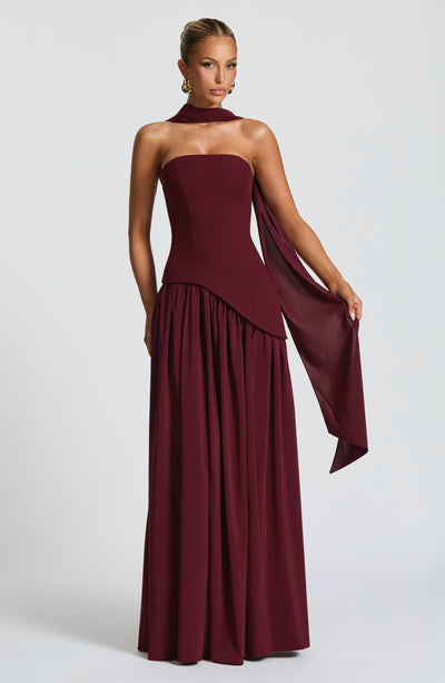 Women's Elegant Strapless Maxi Dress Fitted Slit Formal Party Wedding Guest Sophisticated – Mya - Lolly 