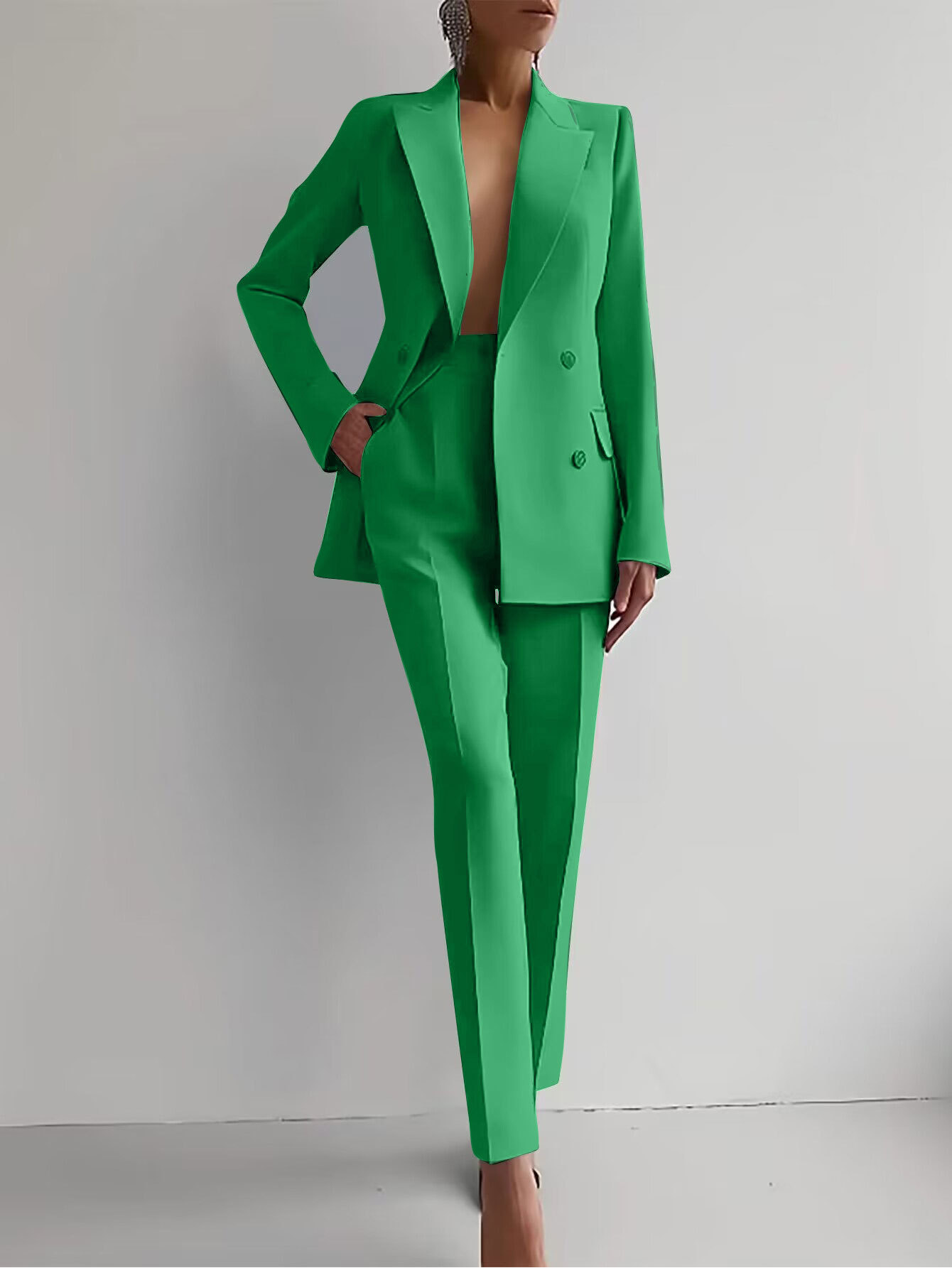 Women's Elegant Tailored Suit Blazer & Pants Set Formal Business Meeting Wedding Guest Ceremony Evening Party – Eleonor - Lolly 