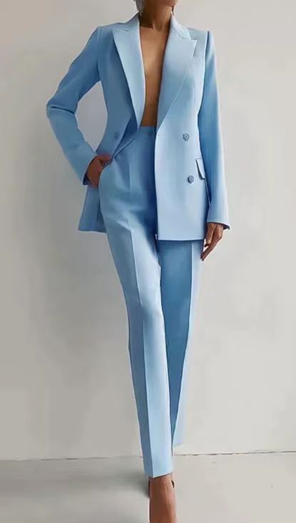 Women's Elegant Tailored Suit Blazer & Pants Set Formal Business Meeting Wedding Guest Ceremony Evening Party – Eleonor - Lolly 