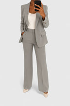 Women's Elegant Two-Piece Suit Set Tailored Blazer Wide-Leg Pants Workwear Formal Chic – Palynette - Lolly 