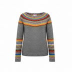Women's Fair Isle Knit Sweater Norwegian Yoke Pullover Casual Winter - Lolly 