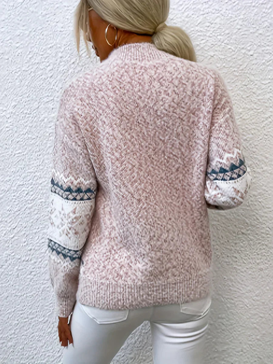 Women's Fair Isle Knit Sweater Oversized Pullover Casual Winter - Lolly 